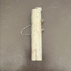 VTG Sterling Silver Etui Needle Case Pendant W/ Safety Chain Chatelaine